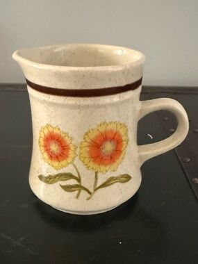 Vintage Royal Prestige Caroline Stoneware Creamer Orange Flowers Made in Japan
